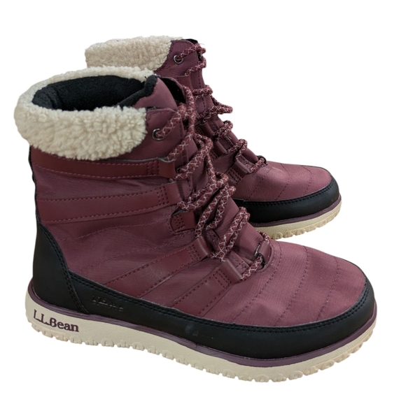 L.L. Bean Ultralight Insulated Pac Boots Burgundy Red Waterproof Size 7.5 - Picture 2 of 11